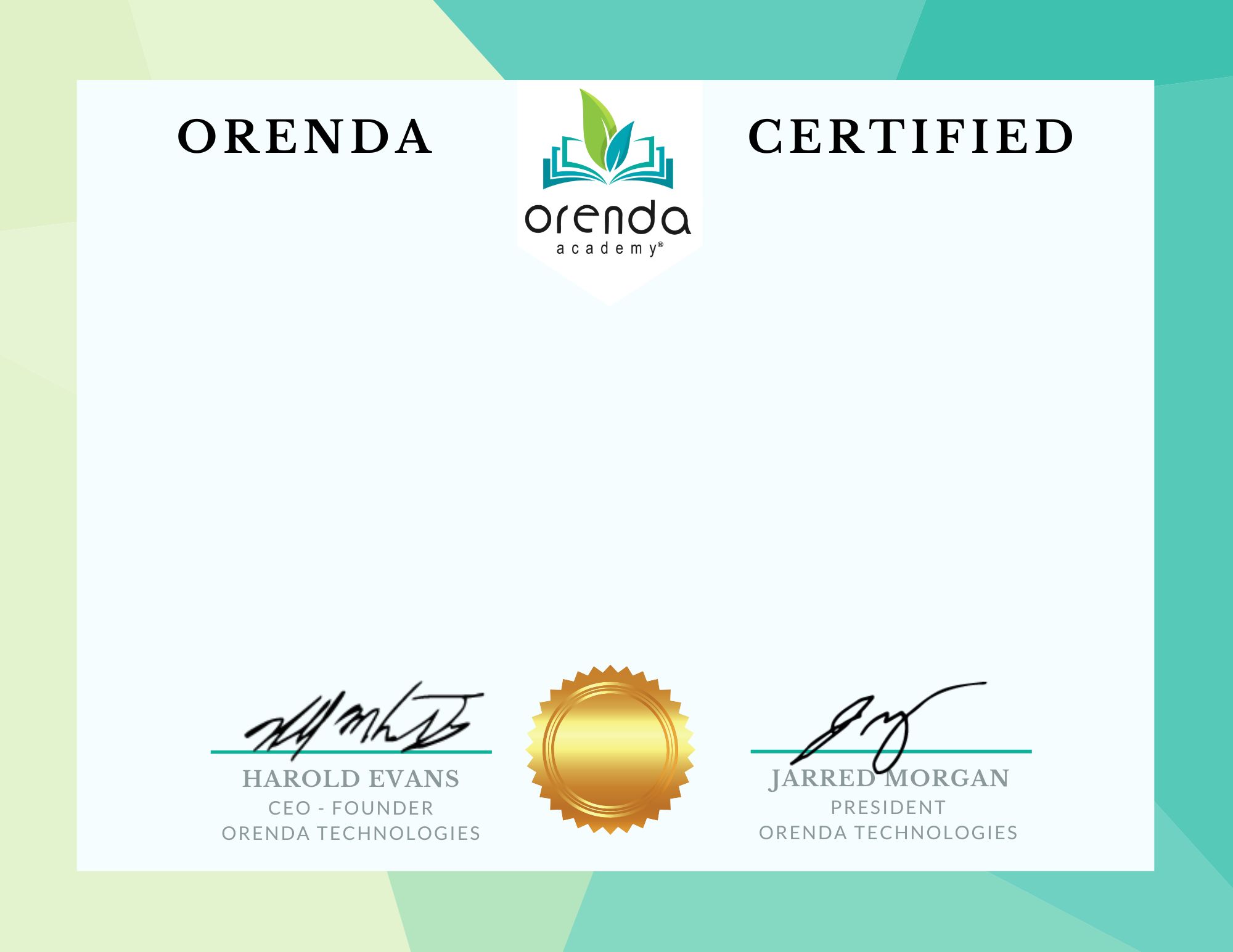 Orenda Academy Certificate
